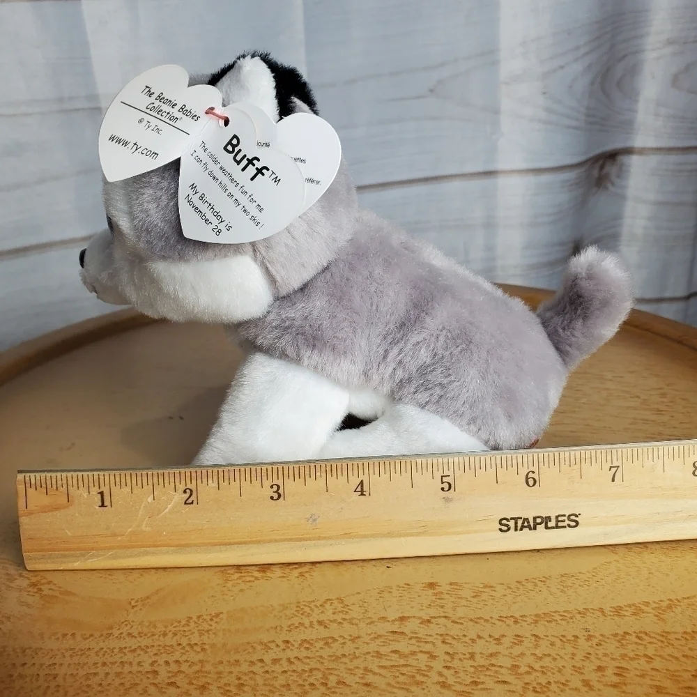 TY Beanie Babies Buff The Husky Dog Puppy Gray Small 6